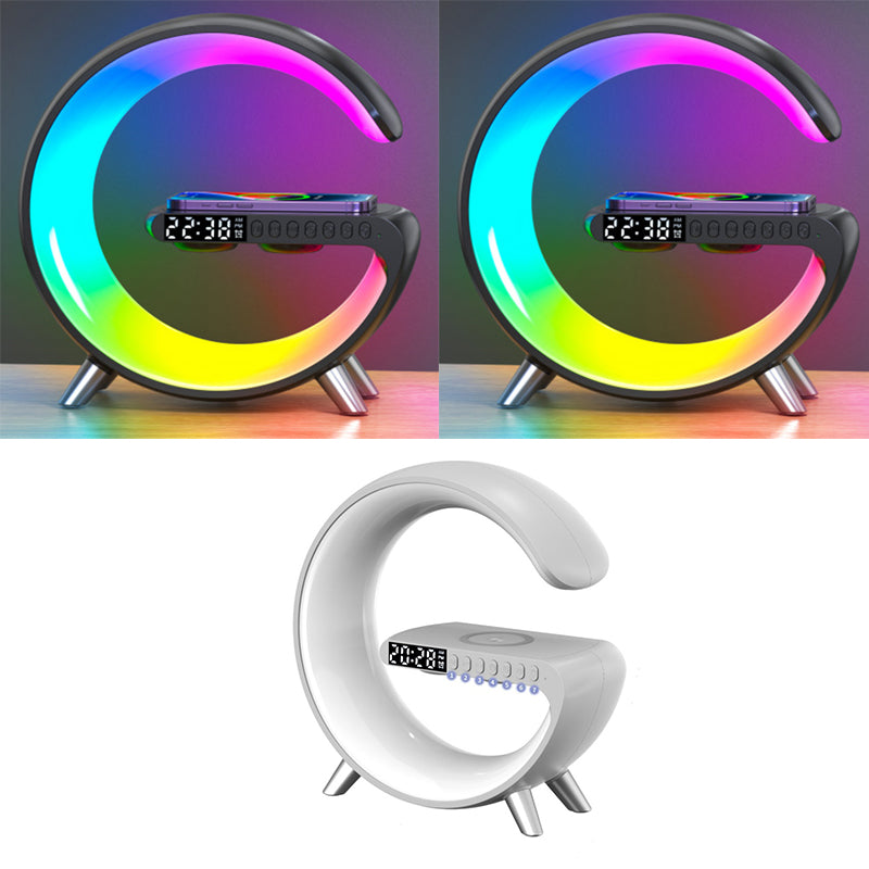 two black and one white colored lamp set