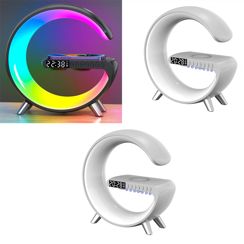 two piece white and one black colored atmosphere lamp set 