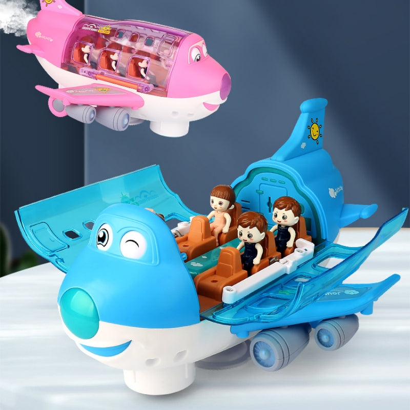 Rotating Stunt Airplane with kids figurines inside the planes. The planes are pink and blue. The planes have a winky cartoon face and a cute nose.
