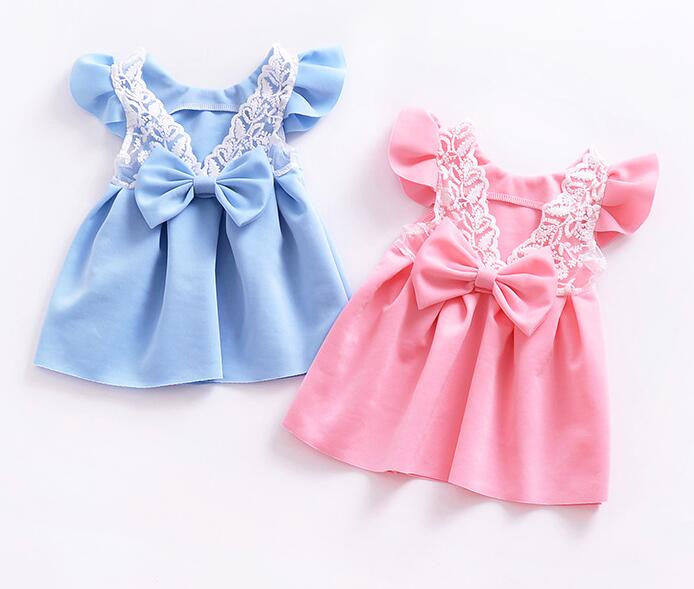 blue and pink baby dresses