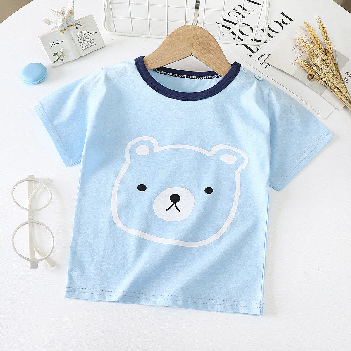 bear children's cotton short sleeved T-shirt 
