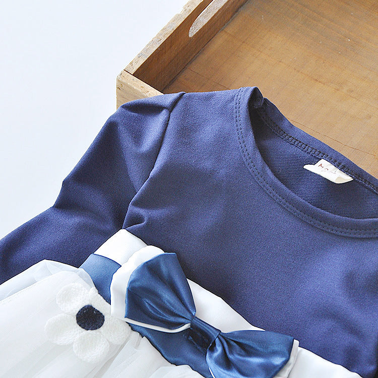 the top part of the long sleeve blue dress