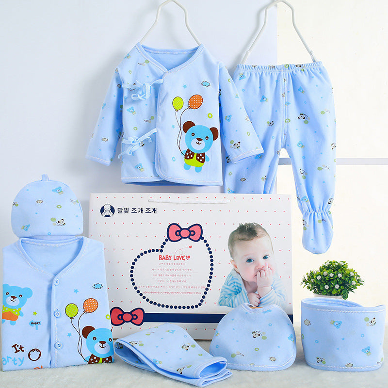 blue pure cotton newborn baby gift set