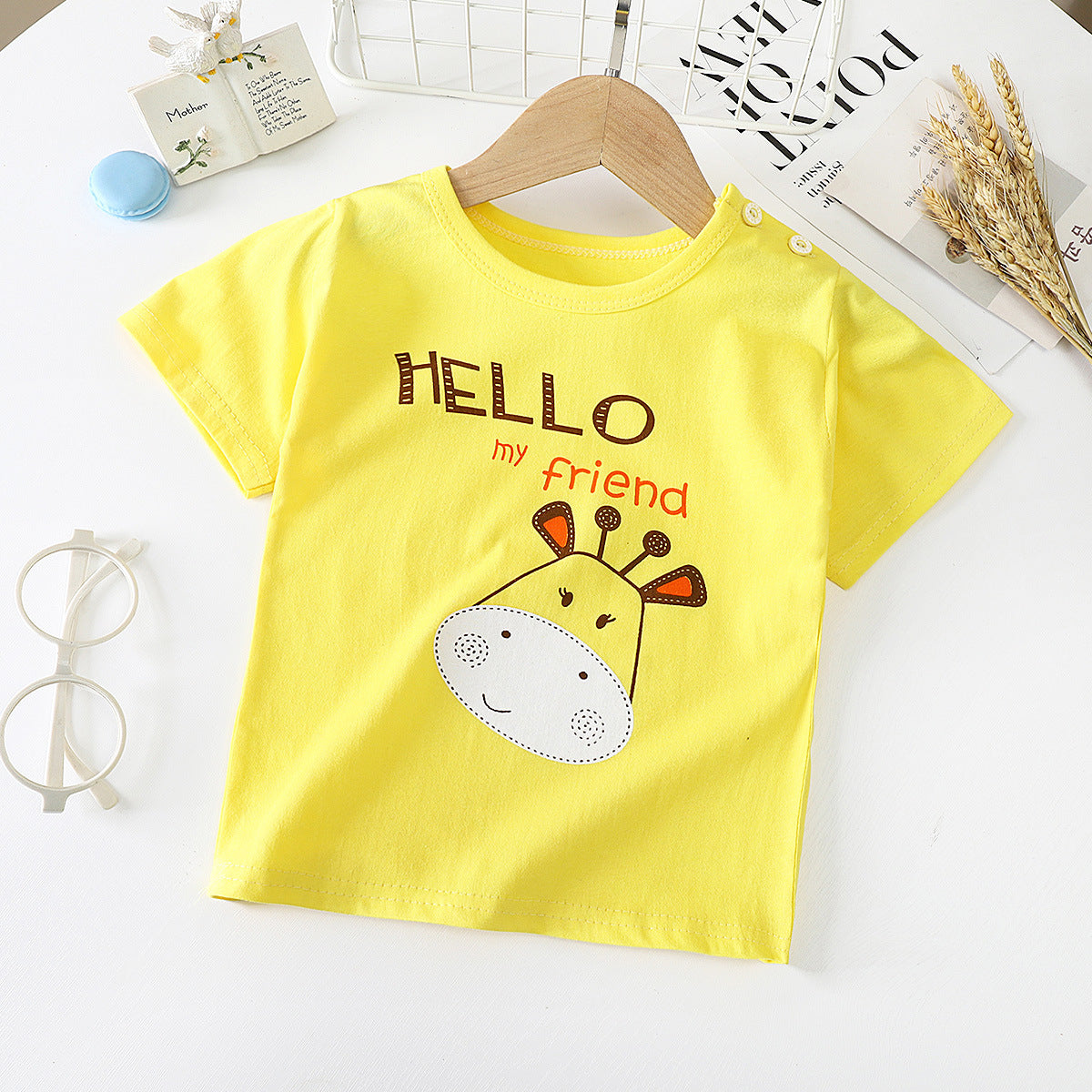 cow design children's short sleeved cotton bottoming t-shirt 
