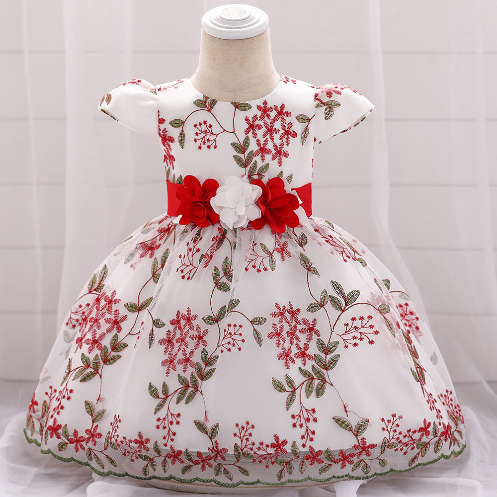 red accented children's party dress 