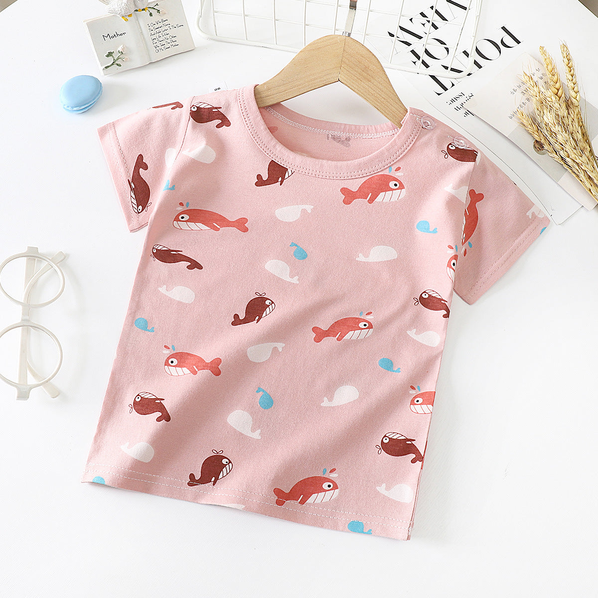 fish design children's short sleeved cotton T-Shirt