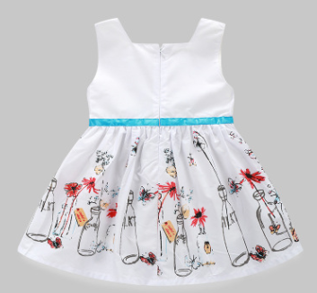 Little girl white floral butterfly skirt baby dress Princess back part