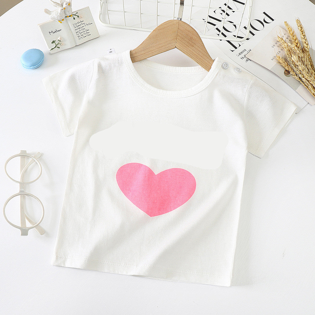 heart children's short sleeved cotton T-shirt