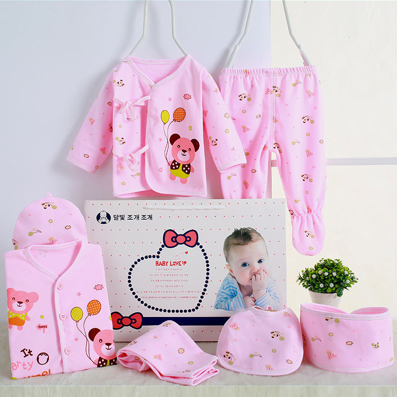 pink colored pure cotton newborn baby gift set