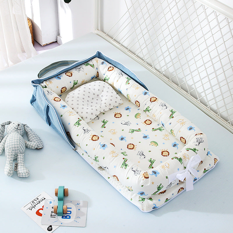 Baby Removable And Washable Bed Crib Portable Crib Travel Bed For Children Infant Kids Cotton Cradle with animal design