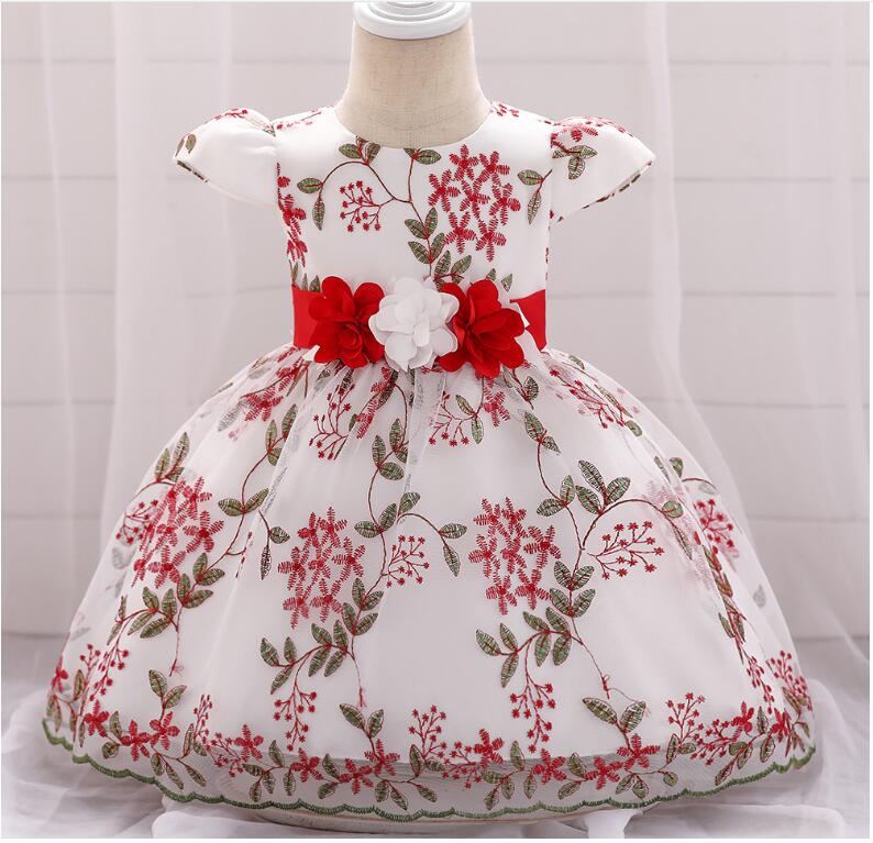 red accented summer party dress for children