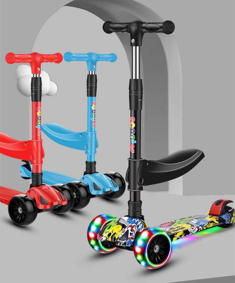 three scooters black, red and blue on display