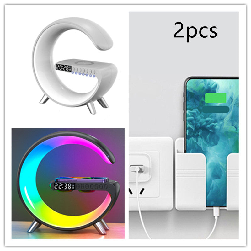 White and black colored Intelligent G Shaped LED Lamp Bluetooth Speake Wireless Charger Atmosphere Lamp App Control For Bedroom Home Decor