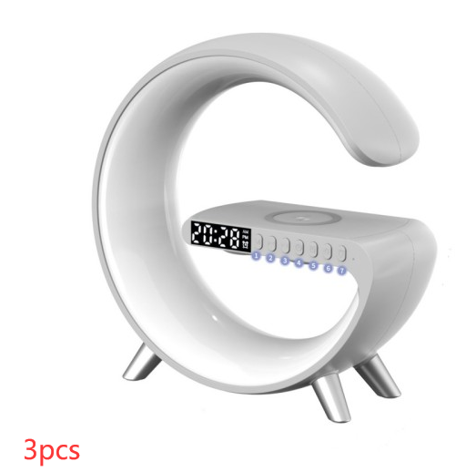 White colored Intelligent G Shaped LED Lamp Bluetooth Speake Wireless Charger Atmosphere Lamp App Control For Bedroom Home Decor