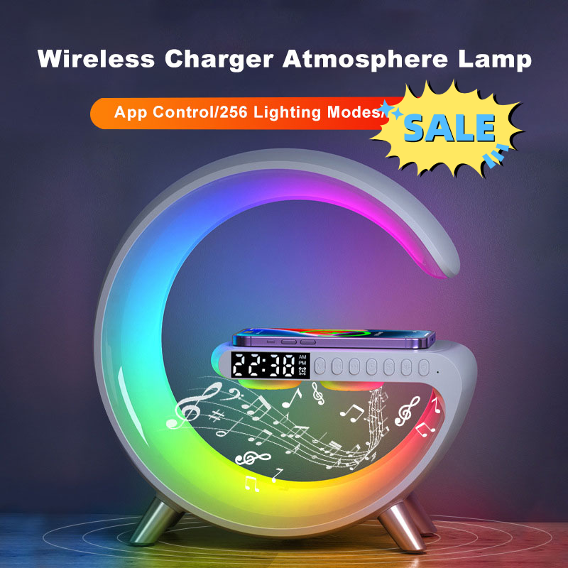 white colored atmosphere lamp with wireless charger and Bluetooth speaker is on sale