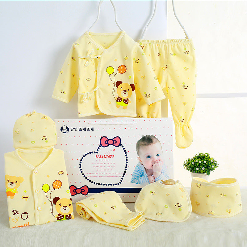 yellow colored pure cotton newborn baby gift set