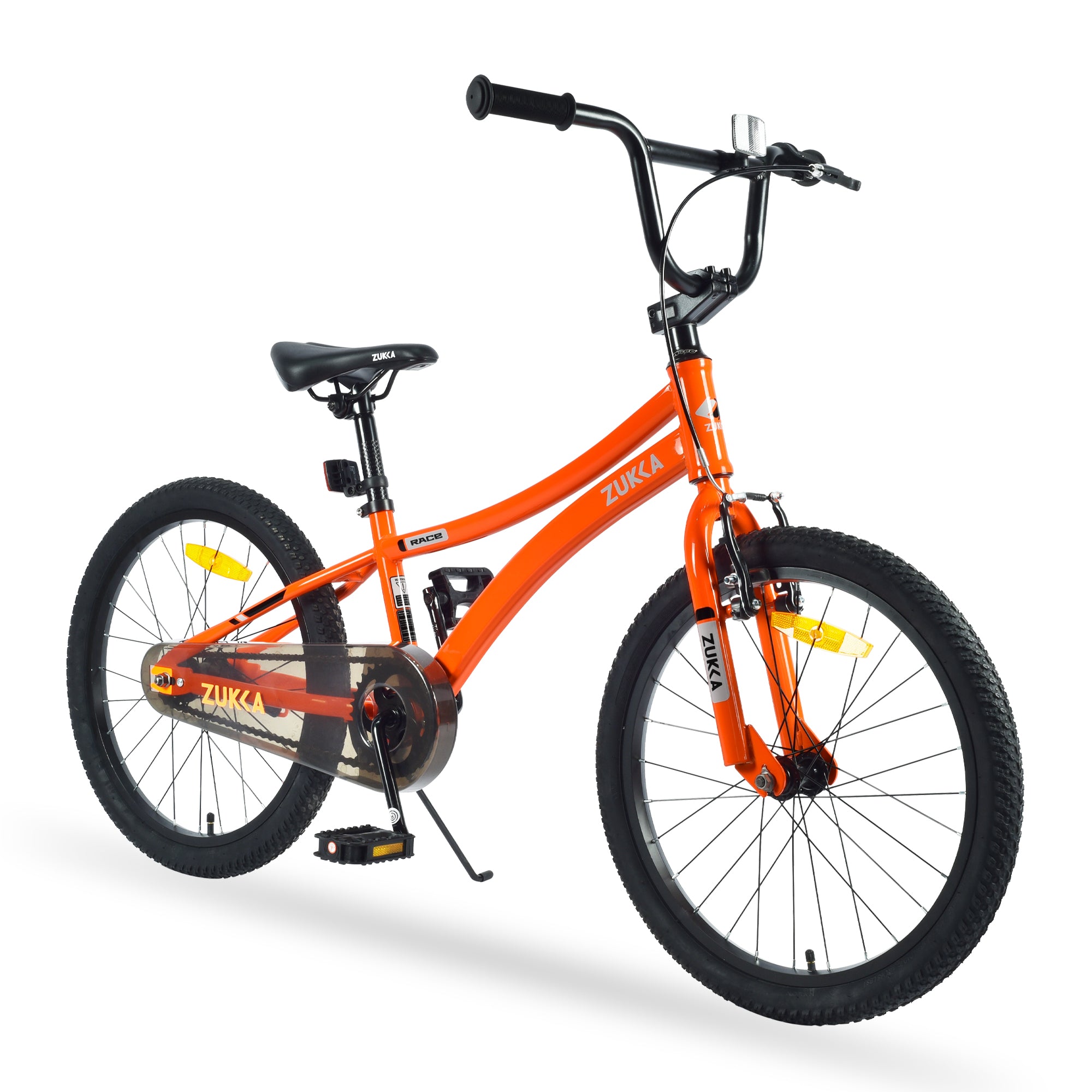 orange zukka brand bike for kids and little teenagers